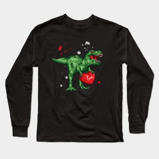 dinosaur heart valentine Long Sleeve T-Shirt